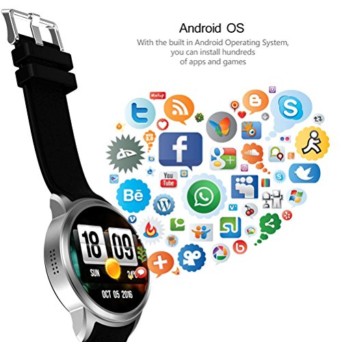 L@YC New Round Screen Android IP67 Waterproof WiFi Quad-Core GPS Positioning Camera Phone Smart Watches, Black - Thumbnail 7