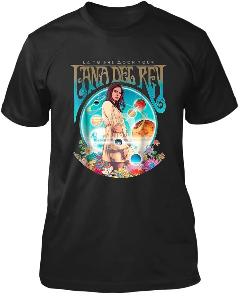 Lana Del Love Rey Fanart T Shirt for Womens Girls (Black;L)