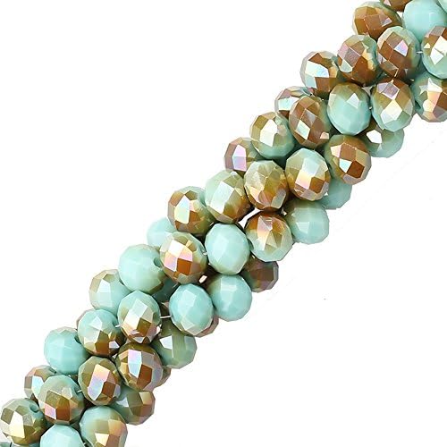 8mm Assorted Crystal Beads Faced Glass Beads Crystal Rondelle Bead,70pcs (Mixed Blue)