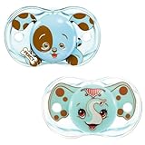 RaZbaby Keep-It-Kleen Pacifier 2 Pack - Percy Blue & Elfy Elephant