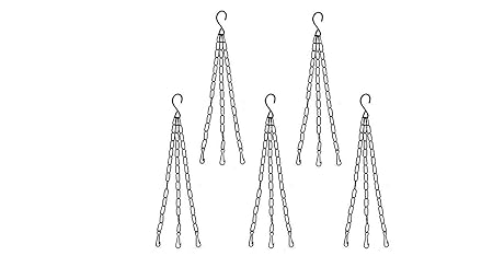 COIR GARDEN Metal S-hook Type Chain For Hanging Pots, Black, 15 in, 5 Pieces