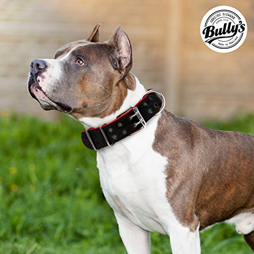 Pitbull Collar, Dog Collar for Large Dogs, Heavy Duty Nylon, Stainless Steel Hardware (Large-1.2 Inches Wide, Black with Red Trim) - Thumbnail 2