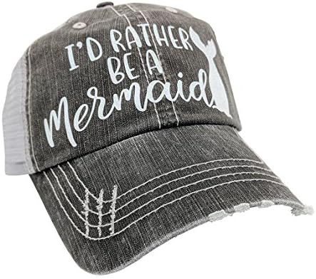 Loaded Lids Women's Mermaid, I'd Rather Be a Mermaid, Bling Baseball Cap (Grey/WhiteGlitter)