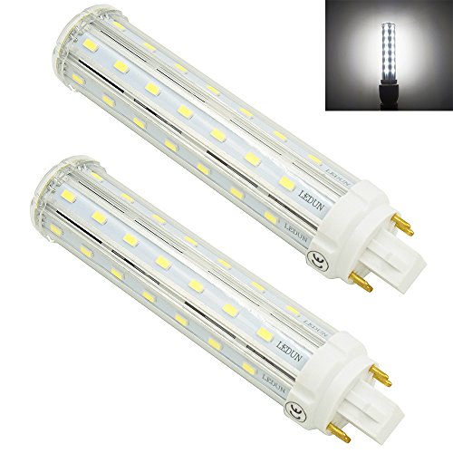 Bonlux 12W LED GX24Q 4-pin Base Light Bulb 26W CFL/Compact Fluorescent Replacement GX24/G24Q LED PL Retrofit Lamp Daylight 6000k 360 Degree Beam Angle (2-Pack, Remove/bypass the Ballast)