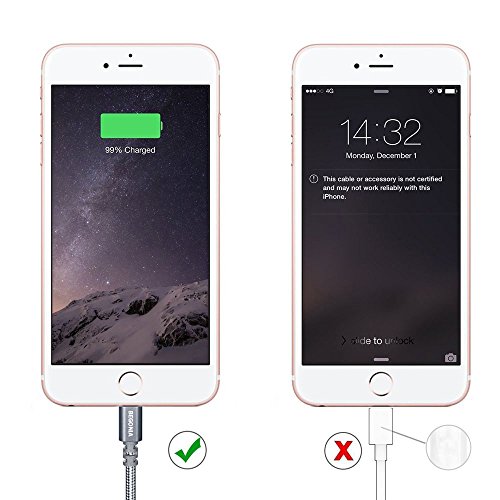 Lightning Cable, Begonia 4PACK (3FT & 6ft) Nylon Braided Charging Cable Cord Lightning to USB Cable Charger Compatible with iPhone,iPad, iPod and More (cool grey) - Thumbnail 5