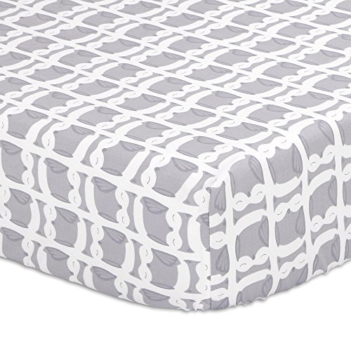 Grey Owl Print Fitted Crib Sheet - 100% Cotton Baby Boy and Girl Forest Farm Animal Theme Nursery and Toddler Bedding