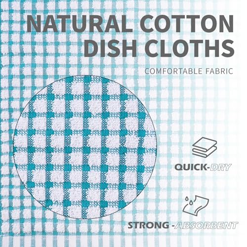 Oeleky 100% Cotton Kitchen Dish Cloths for Washing Dishes, 12x12 Inches Dish Rags, Absorbent Kitchen Cloths Pack of 8, Quick Drying Cleaning Cloths (Mix-3, 12"x12")