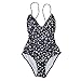 Women Boho Print Floral V Neck Multi Straps Lace Up Onepiece Bikini Swim Suits, Floral, Large