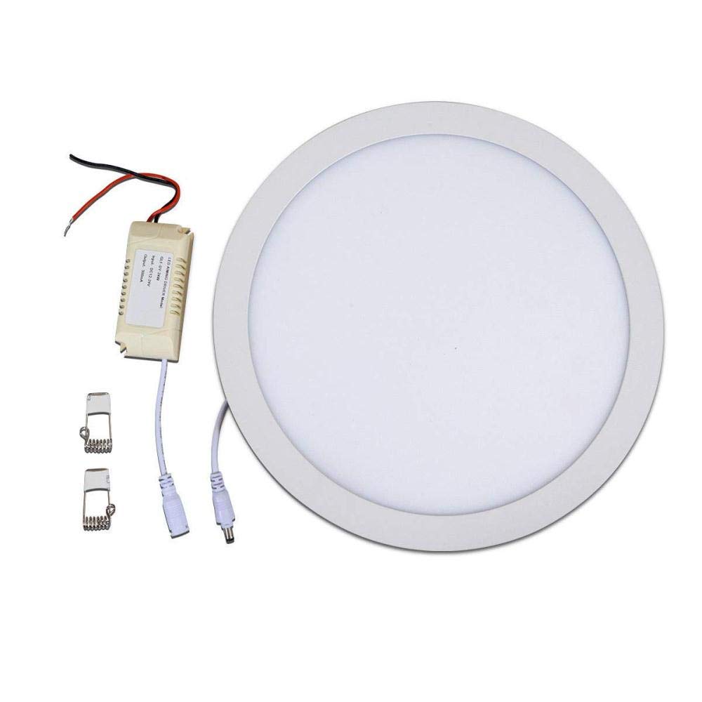 HugeAuto Interior Roof Spot Light LED Ceiling Dome Warm White Light DC 12V 24W Bright Downlight for Campervan Caravan Motorhome Boat Kitchen Living Room-circle-shape thin