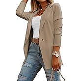 Womens Casual Long Sleeve Blazers Solid Color Knit Blazer Work Office Open Front Blazer Jacket