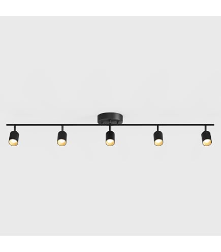 Direct-Lighting 6-Light Fixed Track Lighting Kit - 68" Bar, Amber Glass, Brushed Steel - View #7