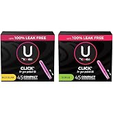 U by Kotex Click Compact Tampons, Regular Absorbency, Unscented, 45 Count &amp; U by Kotex Click Compact Tampons, Super Absorbency, Unscented, 45 Count