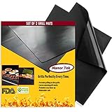 ManorTek Grill Mats - Heavy Duty BBQ Non-Stick Grill Mats/Baking Mats/Oven Liners Set Of 2 - Reusable, Easy To Clean, Dishwasher Safe