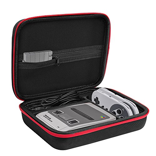 SNES Classic Mini Case, Pushingbest Portable Hard Travel Carrying Case for Super NES Nintendo Classic Mini Console(2017), two Controllers and HDMI Cable