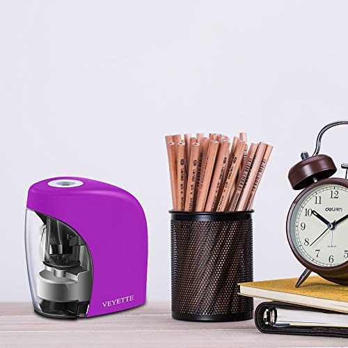 Electric Pencil Sharpener, VEYETTE Purple Portable Pencil Sharpener Perfect for Kids, Teachers and Artists, Plug & Battery Operated,USB Included - Thumbnail 6