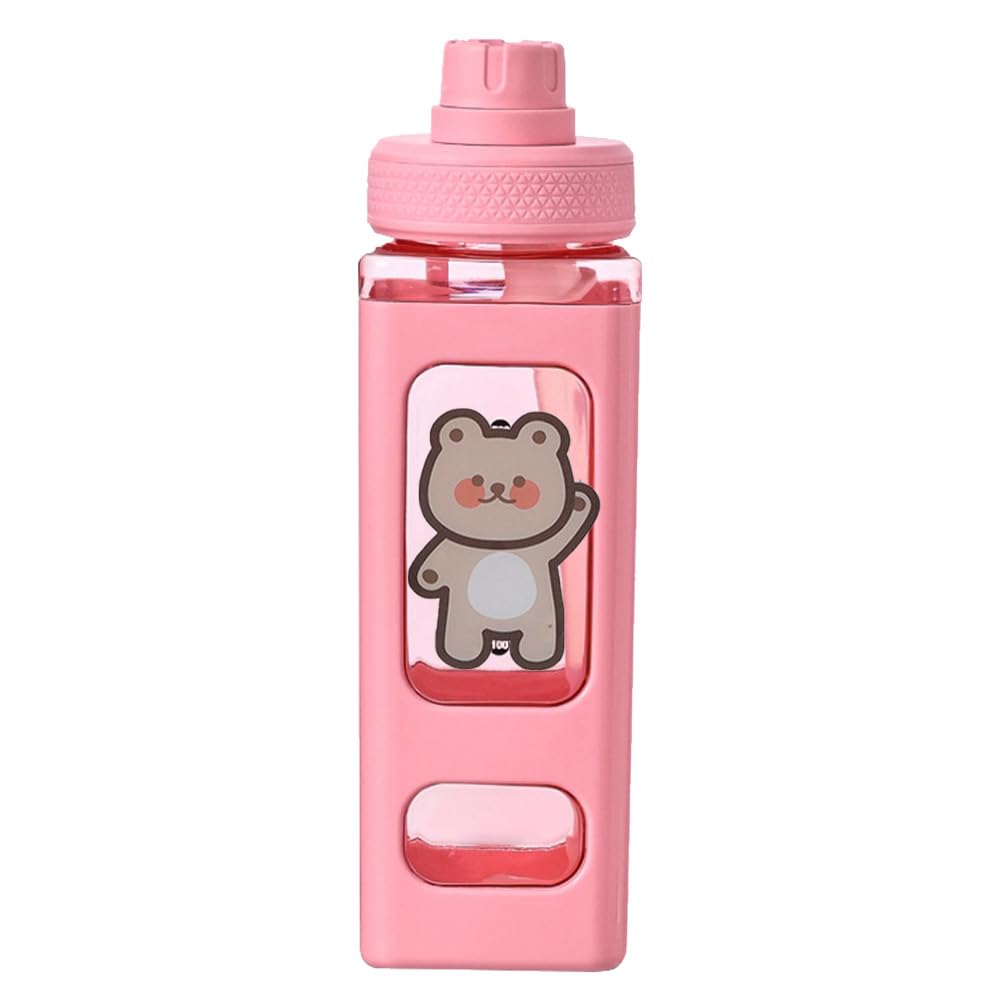 700ml Water Bottle with Straw,Cute Sports Water Bottle with Sticker,Kawaii Drinking Bottle,Large Capacity Reusable Leak Proof Sports Drink Bottle for School Office Outdoor Sports Kids Girls Boys