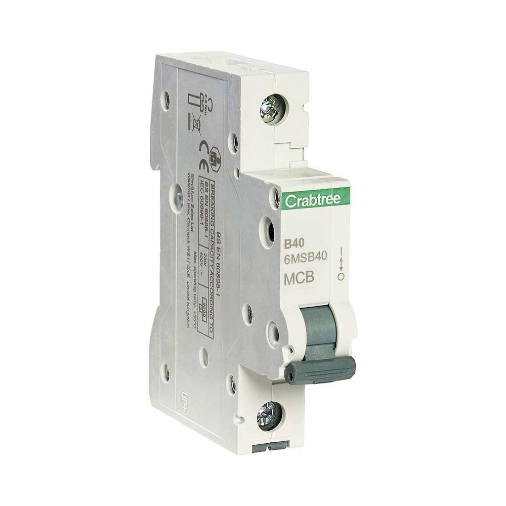 Crabtree 6MSB40 Miniature Circuit Breaker (MCB) Type B Loadstar Domestic SP 40 Amp