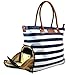 Sarah Wells Abby Breast Pump Bag (Navy Striped), With Real Leather Straps, Thermally-Lined Side Pockets for Breast Milk, Luggage Sleeve, Chic, Stylish and Functional