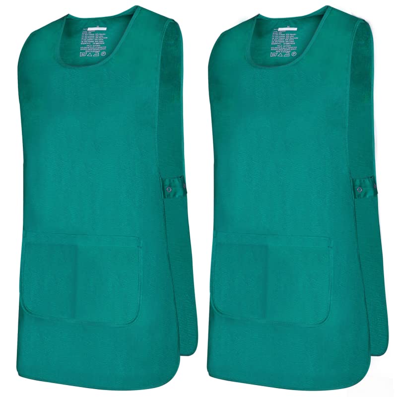 MISEMIYA - Package 2 Units - CLEANING APRON WORK UNIFORM CLINICAL MEDICAL CLEANING VETERINARY SANITARY HOSPITALITY- Ref.868 - Large, Green