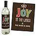 Big Dot of Happiness Rustic Joy - Holiday and Christmas Party Decorations for Women and Men - Wine Bottle Label Stickers - Set of 4