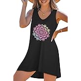 CHICGAL Womens Swimsuit Coverup Summer Beach Sleeveless T Shirt Bikini Tank Dress Loose Bathing Suit Cover Up