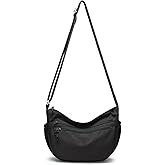 Multi-Pocket Nylon Crescent Crossbody Bag for Women,Sling Trendy Lightweight Medium Hobo Shoulder Bag with Adjustable Strap