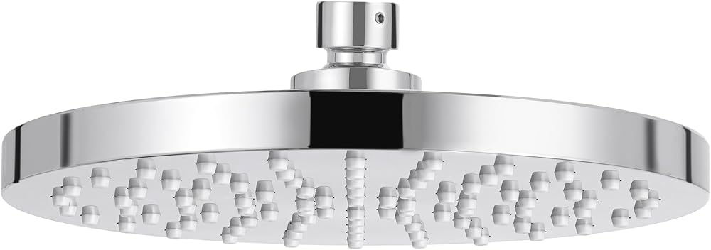 KES 8-Inch Rainfall Shower Head Fixed Round Chrome Swivel Ball Adjustable