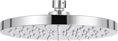 KES 8-Inch Rainfall Shower Head Fixed Round Chrome Swivel Ball Adjustable