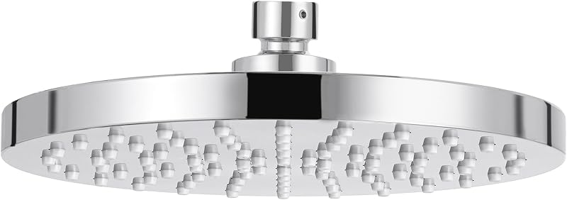 KES 8-Inch Rainfall Shower Head Fixed Round Chrome Swivel Ball Adjustable