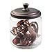 mDesign Soap Dispenser Pump, Facial Tissue Box/Cover/Holder, Canister Jar for Cotton Balls, Swabs, Cosmetic Pads - Set of 3, Bronze/Clear