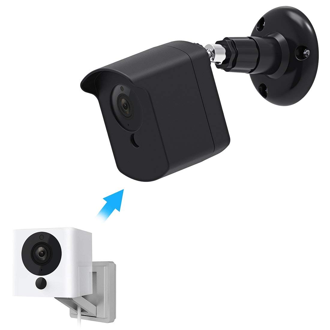 Mrount Wyze Camera Wall Mount Bracket, Protective Cover with Security Wall Mount for Wyze Cam V2 V1 and Ismart Spot Camera Indoor Outdoor Use by (Black, 1 Pack)