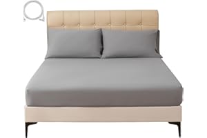 MCZAROA Grounding Sheets Queen, 12% Silver+88% Organic Cotton, Fitted Grounded Bed Sheet Deep Pocket for Improved Sleep & Wellness (Gray, Queen - 60"x80"x15")