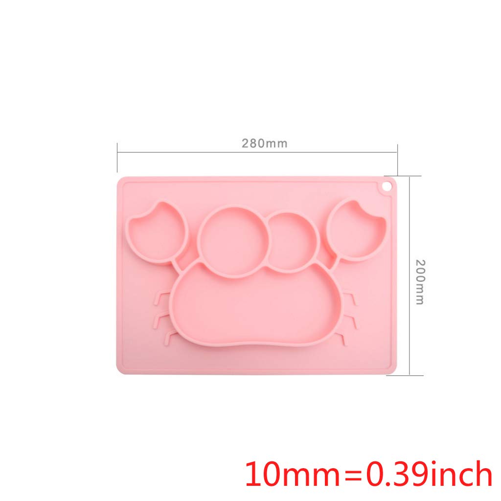 Plateau Enfant Repas Assiette Compartiment Manyo Assiette A Ventouse Pour Bebe Ventouse En Silicone Rectangulaire Crabe De Dessin Anime Rose Assiettes Et Bols Vaisselle