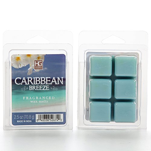 Hosley Caribbean Breeze Scented Wax Cubes/Melts - 2.5 oz - Hand Poured Wax Infused with Essential Oils. Perfect for Everyday Use, Wedding, Special Events, Aromatherapy, Spa, Reiki, Meditation O4