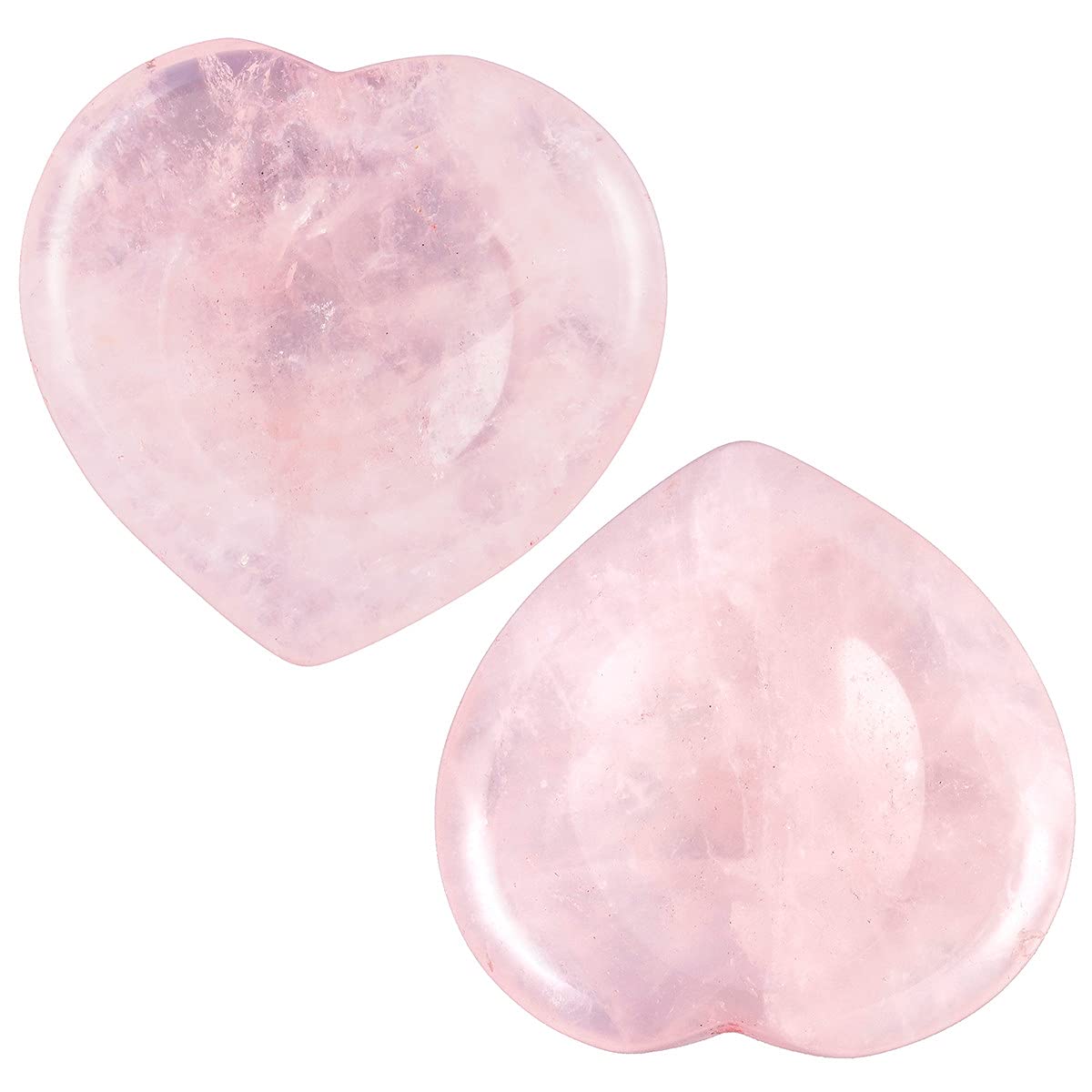 mookaitedecor Pack of 2 Heart Shaped Rose Quartz Crystal Thumb Worry Stones for Anxiety Stress Relief, Natural Pink Healing Crystal Love Heart Good Luck Pocket Stone Gifts for Friends
