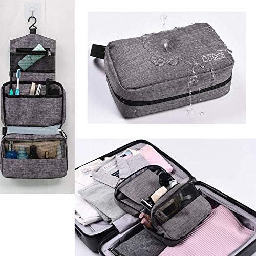 Travel bag with hanging hook, waterproof makeup bag travel storage bag, suitable for accessories, makeup bags, full-size containers, toiletries (Grey) 7 Travel bag with hanging hook, waterproof makeup bag travel storage bag, suitable for accessories, makeup bags, full-size containers, toiletries (Grey)