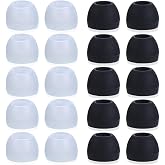 Blacell 20 Pcs Medium Silicone Earbud Cap Tip Cover Replacement - 10 Black, 10 Clear Title