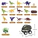 Dinosaur Toys - Pull Back Dinosaur Cars Toys, Educational Kids Realistic Dino Figures Toys, Creative Gifts for Boys Girls, Includes 4-Pack Dino Vehicles Cars with Big Tire Wheel, 15-Pack Dino Toys