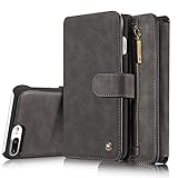 XRPow iPhone 8 Plus Case/iPhone 7 Plus Case Detachable Magnetic Leather Wallet Folio Flip Card Stand Case with Removable Slim Hard PC TPU Back Cover Black