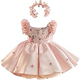 bluqulo Girls' Dresses Flying Sleeve Puffy Princess Dresses Flower Girl Wedding Birthday Party Dresses