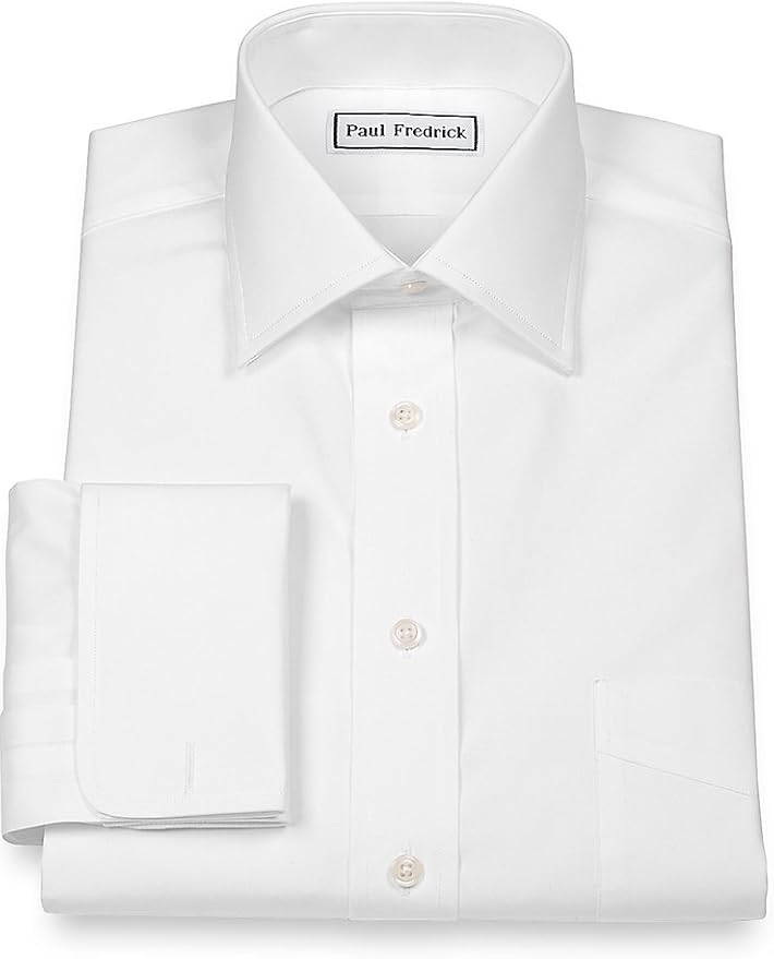 Paul Fredrick Men's 2Ply Cotton Windsor Spread Collar French Cuff
