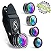 SVIT Phone Camera Lens Kit - 5 in 1 Optical Glass Mobile Attachment Set - 2X Zoom Telephoto, 198 Fisheye, 0.63X Wide Angle, 15X Macro, CPL Filter and Universal Clip Adapter for Cell Phones and Tablets