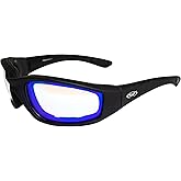 Global Vision Kickback 24-Hour Auto-Darkening Transitional Photochromic Blue Mirror Lens Black Padded Frame Safety Sunglasses