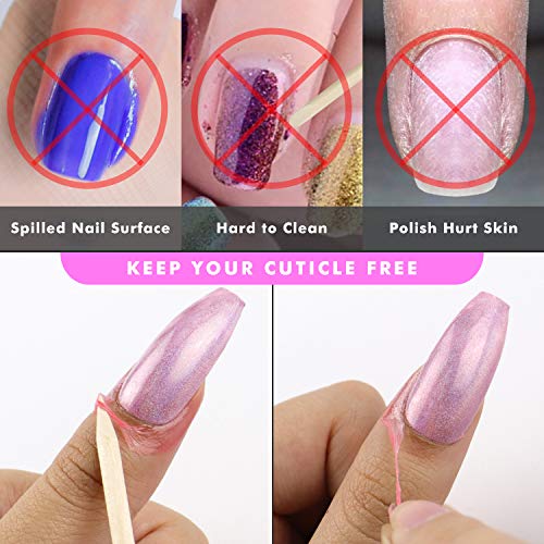 Liquid Latex for Nails Cuticle Guard - Ejiubas Peel Off Liquid Latex for Nail Stamping Kit Nail Protector Nail Polish Barrier Skin Nail Liquid Tape 1 Bottles with 10pcs Wooden Sticks