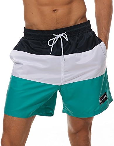 Fongchi Mens Swim Trunk Quick Dry Swim Trunks With Porkets Beach Board Shorts White Pants Swimwear, Green, Large