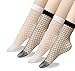 EPEIUS 4 Pairs Women's Lace Fishnet Ankle Socks,Stylish Black/White + Hollow Out,Shoe Size 5-8.5
