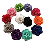 Yazon 12pcs 2 inch Felt Rosette Flower Hair Clip Baby Fabric Rosette Flower Hair Clips Mix 12 Color