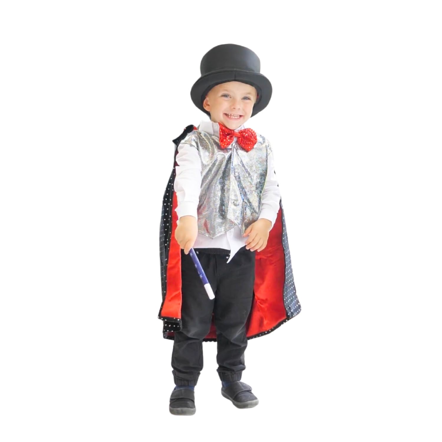 Marvin's Magic - Magician Dress Up - Magical Costume & Props - Magic Wand, Hat, Role Play - Colouring Book - Waistcoat & Cape Costume