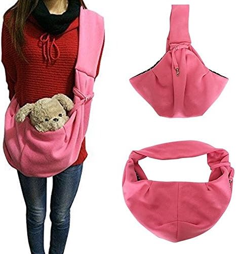 Cotton Blend Pet Dogs Sling Carrier Bag Pink