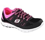 Skechers Sport Women's Royal Forward Fashion Sneaker, Black/Hot Pink, 8.5 M US